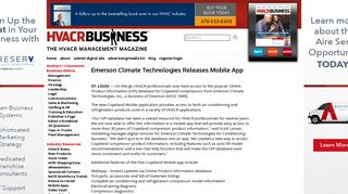Emerson Climate Technologies Releases Mobile App