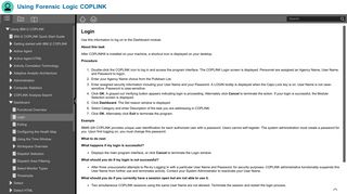 Using Forensic Logic COPLINK - Dashboard logon
