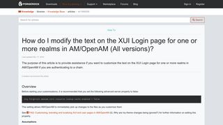 How do I modify the text on the XUI Login page for one or more realms