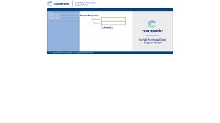 Cor360 Purchase Order Support Portal Login Page - Corcentric