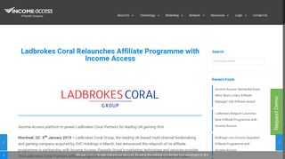 Ladbrokes Coral Relaunches Affiliate Programme with Income Access
