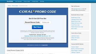 Coral Promo Code February 2019 - Bet £5 Get £20 Free Sports Bet