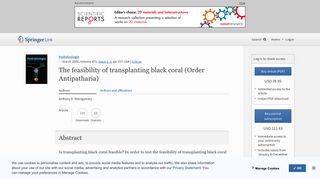 The feasibility of transplanting black coral (Order ... - Springer Link