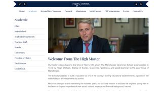 Welcome From The High Master - The Manchester Grammar School
