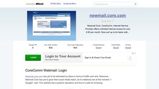 Newmail.core.com website. CoreComm Webmail: Login.