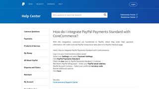How do I integrate PayPal Payments Standard with CoreCommerce?