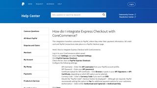 How do I integrate Express Checkout with CoreCommerce? - PayPal
