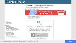 How to Login to the Coredy RT1200 - SetupRouter