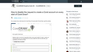 How to disable the request to create a Corel account on every start ...