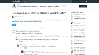 How do you sign out from your account in CorelDraw 2017 ...