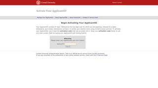Activate Your ApplicantID - Manage Your ApplicantID - Cornell ...