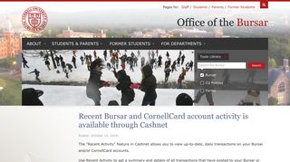 Recent Bursar and CornellCard account activity is available through ...