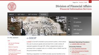 e-SHOP | Cornell University Division of Financial Affairs - dfa.cornell.edu