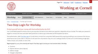 Two-Step Login for Workday - Cornell University Division of Human ...