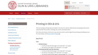 Printing in Olin & Uris - Olin & Uris Libraries - Cornell University