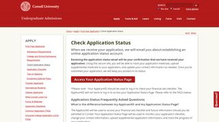 Check Application Status - Cornell Admissions - Cornell University