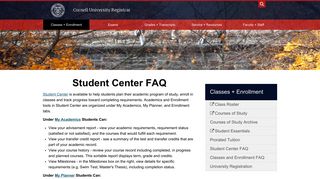 Student Center FAQ | Cornell University Registrar