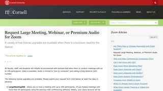 Request Large Meeting, Webinar, or Premium Audio for Zoom | IT ...