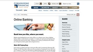 Online Banking : Cornerstone Financial Credit Union