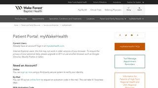 Patient Portal: myWakeHealth | Wake Forest Baptist Health