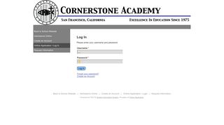 Cornerstone Academy - Online Application - Log In - RenWeb