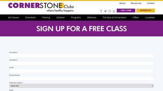 Sign Up for a Free Class - Cornerstone Clubs Cornerstone Clubs