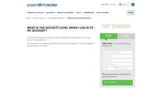 What is the security level when I log in to my account? - CornerTrader