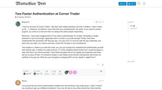 Two Factor Authentication at Corner Trader - Investing / Brokers ...