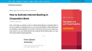 How to Activate Internet Banking in Corporation Bank - Howtoconnect