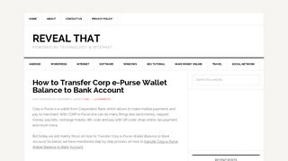 How to Transfer Corp e-Purse Wallet Balance to Bank Account ...