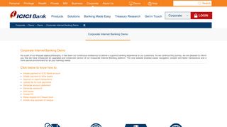 Corporate Banking Demo Guide - ICICI Bank