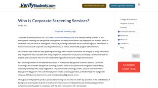 Who Is Corporate Screening Services? | Verify Students