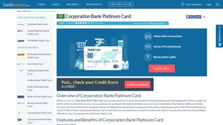 Corporation Bank Platinum Card - BankBazaar