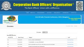 Circulars - Welcome to Corporation Bank Officers' Organisation