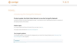 The Work Order Network is now the CorrigoPro Network