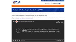 NUS - Centralised Online Registration System (CORS)