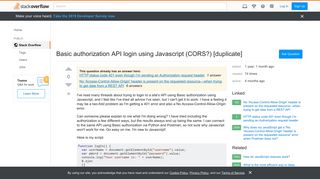 Basic authorization API login using Javascript (CORS?) - Stack Overflow