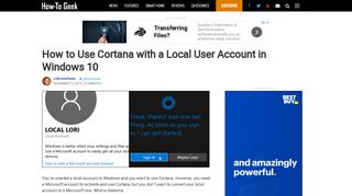 How to Use Cortana with a Local User Account in Windows 10