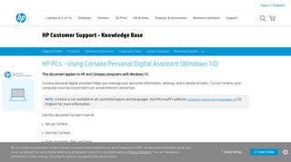 HP PCs - Using Cortana Personal Digital Assistant (Windows 10) | HP ...
