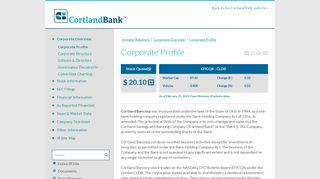 Corporate Profile | Cortland Banks - S&P Global Market Intelligence