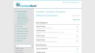 Officers & Directors | Cortland Banks - S&P Global Market Intelligence