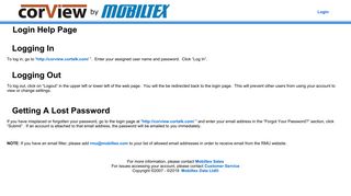 corView - Login Help - Mobiltex