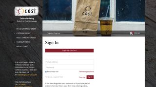 orders.getcosi.com | Sign In