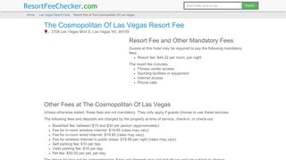 The Cosmopolitan Of Las Vegas Resort Fee
