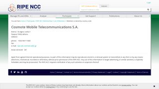Cosmote Mobile Telecommunications S.A. - RIPE NCC