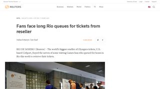 Fans face long Rio queues for tickets from reseller | Reuters
