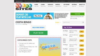 Costa Bingo - 120 free bingo tickets - Play Now - Bingo Sites