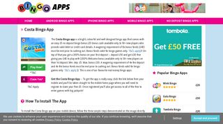 Costa Bingo Mobile App - Bingo Apps