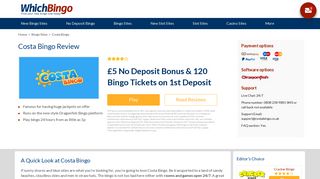 Costa Bingo Review | Round the Clock Bingo and Slots - WhichBingo