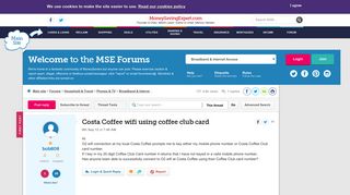 Costa Coffee wifi using coffee club card - MoneySavingExpert.com ...